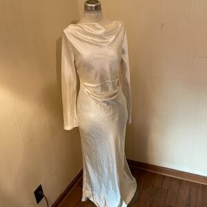 SELFIE LESLIE 30s Style Draped SATIN Maxi Dress WEDDING Glamour US L Aus 12